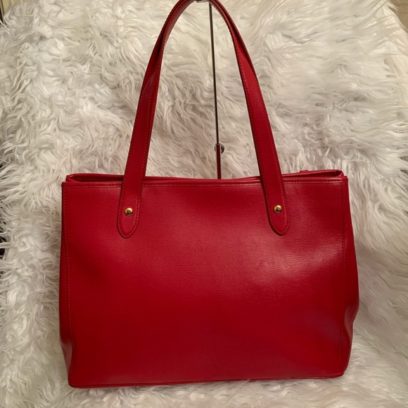Ralph Lauren Bags Ralph Lauren Red Leather Tote Double Strap